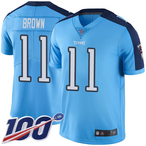 Tennessee Titans Limited Light Blue Men A.J. Brown Jersey NFL Football #11 100th Season Rush Vapor Untouchable